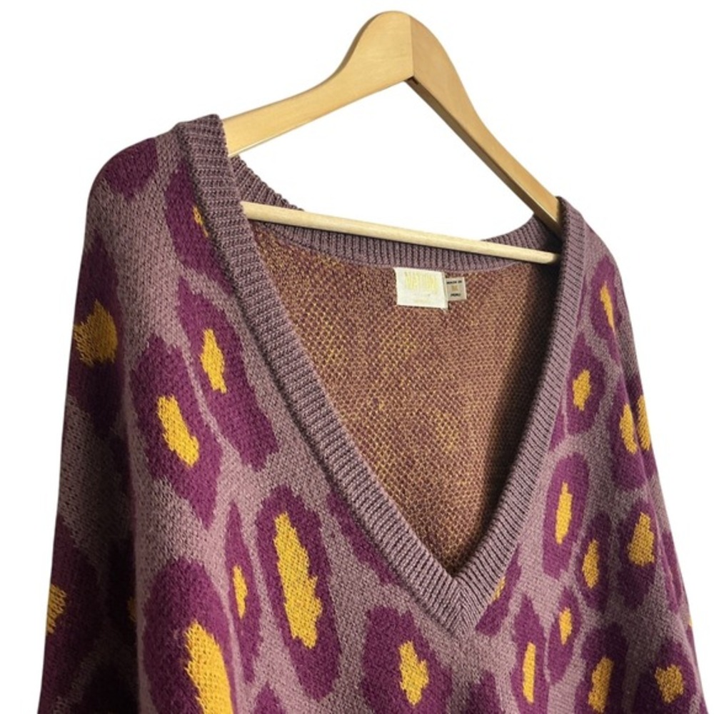 Nation LTD‎ Medium Baby Alpaca Cotton Leopard Print Mauve Sweater Ultrasoft - Picture 3 of 7
